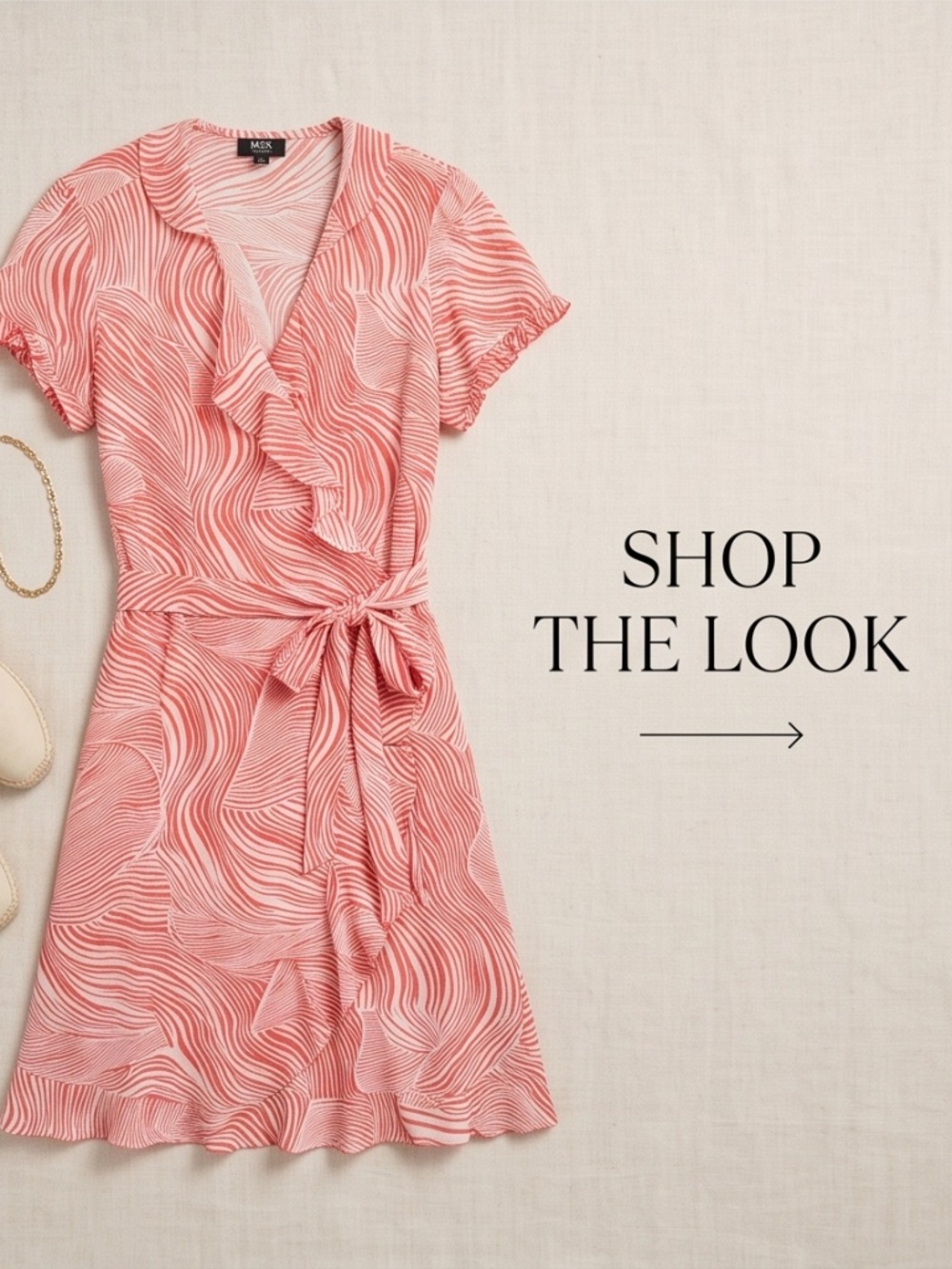Peach Color Flowing Wrap Dress